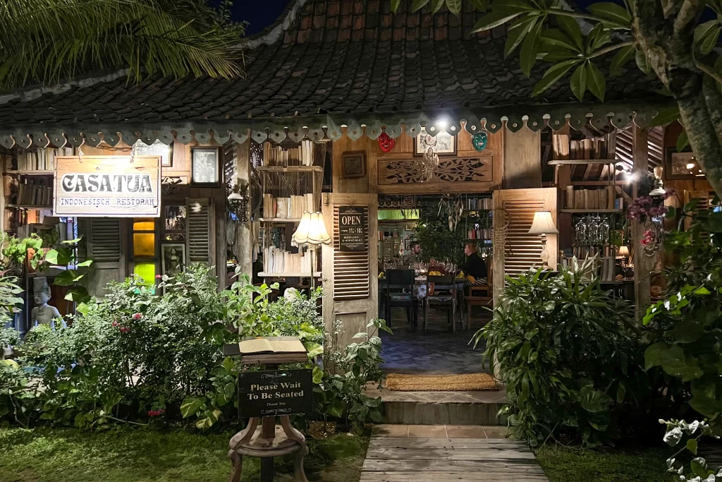 The exterior of Casa Tua restaurant in Canggu, Bali, Indonesia.