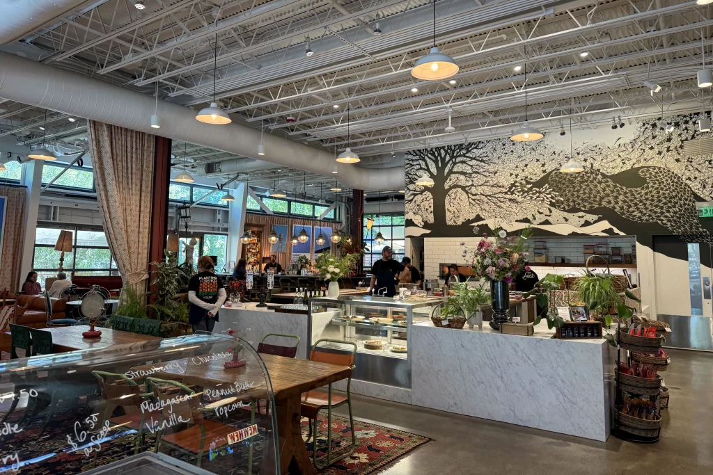 The open-concept interior of Little Saint in Healdsburg, California
