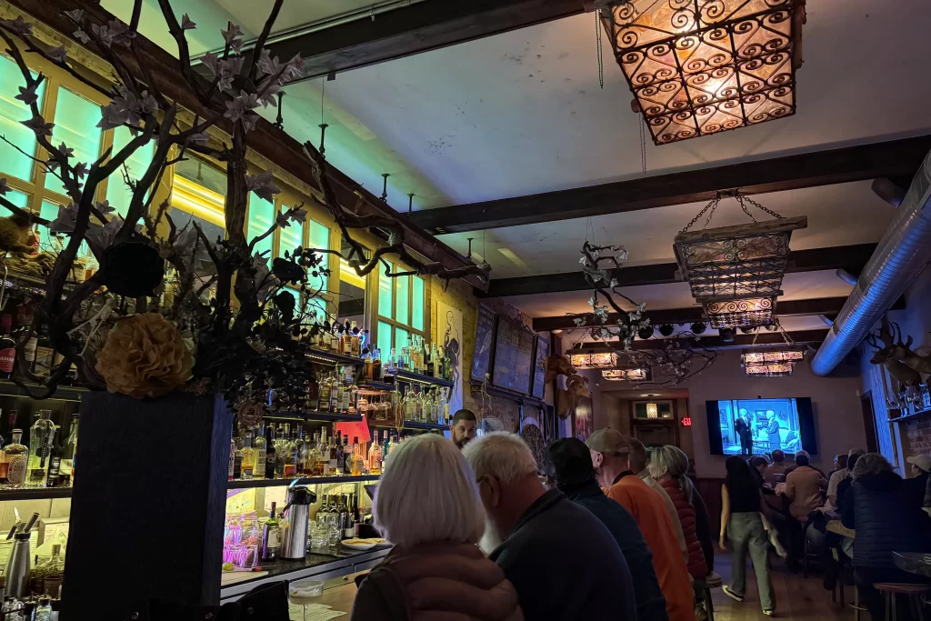 Patrons line the bar of the Gun Club in Geyserville, California.