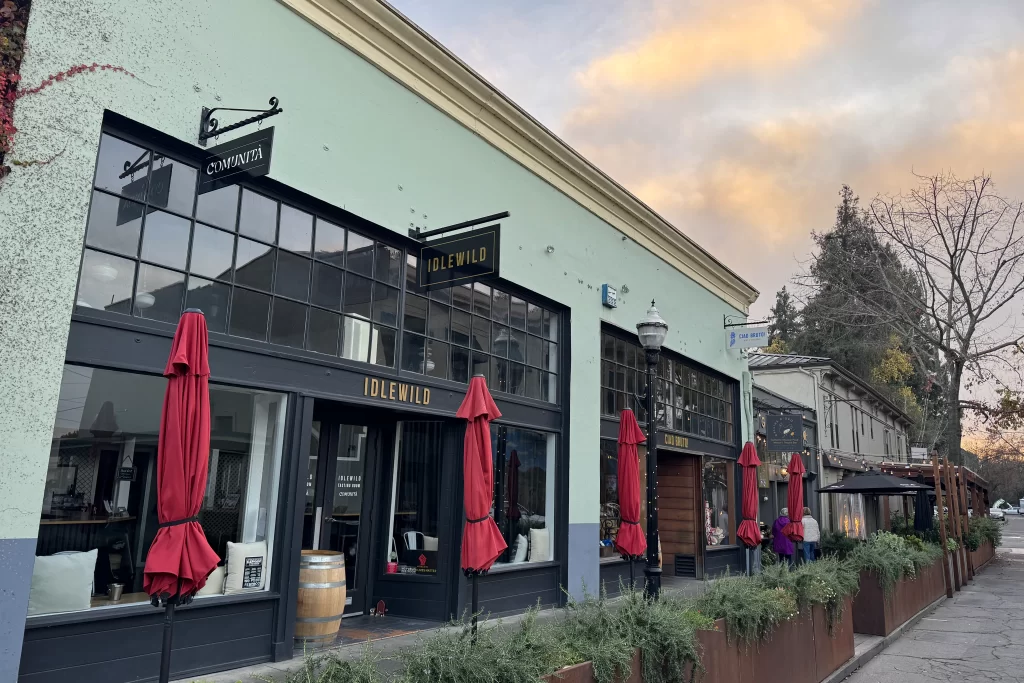 The exterior of Idlewild tasting room in Healdsburg, California.