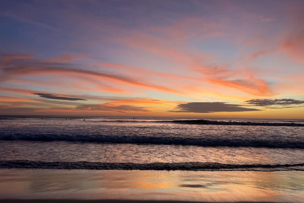 Sunset at Playa Guiones, Costa Rica.