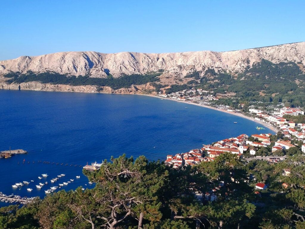 Baška, on Croatia's Krk island, is shown from the hills above town.