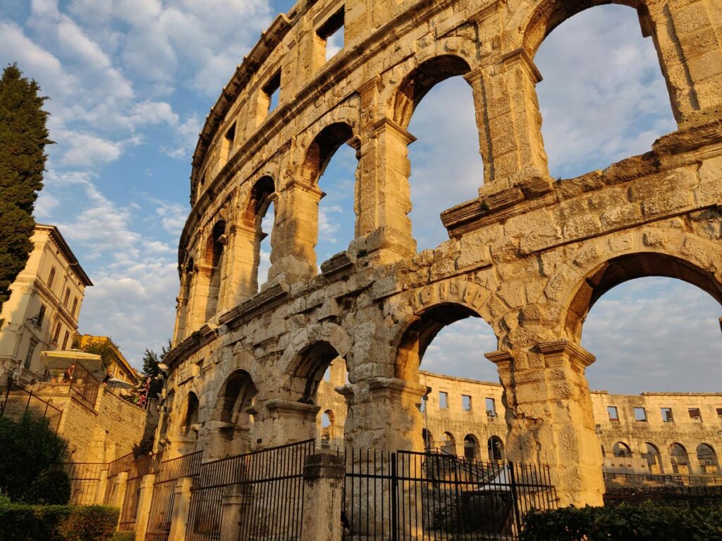 The ancient Roman Amphitheatre in Pula, Croatia.