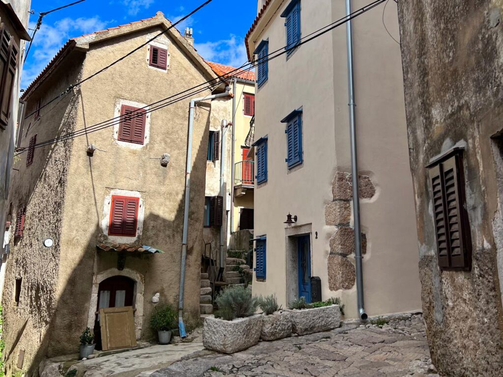 Centuries-old homes line the narrow winding streets of Vrbnik, Croatia.