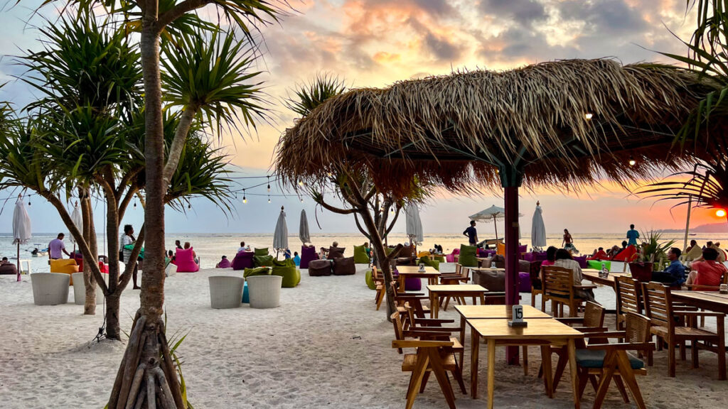 A beachside restaurant on Indonesia's Gili Air island