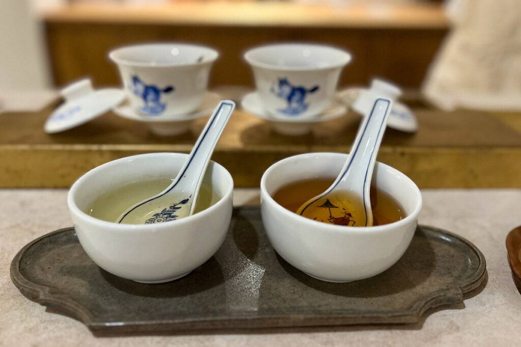 A traditional Taiwanese tea tasting at Wolf Tea in Taipei, Taiwan.