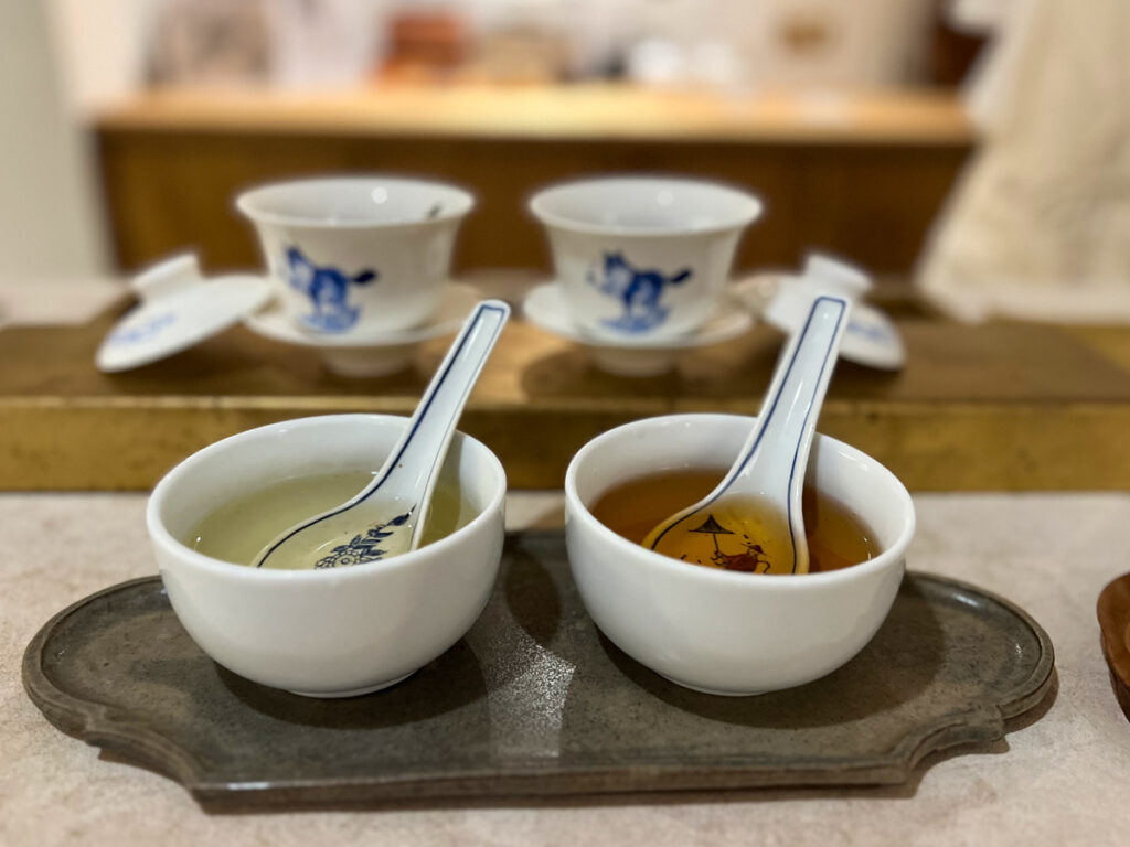 Tea tasting at Wolf Tea in Taipei, Taiwan.