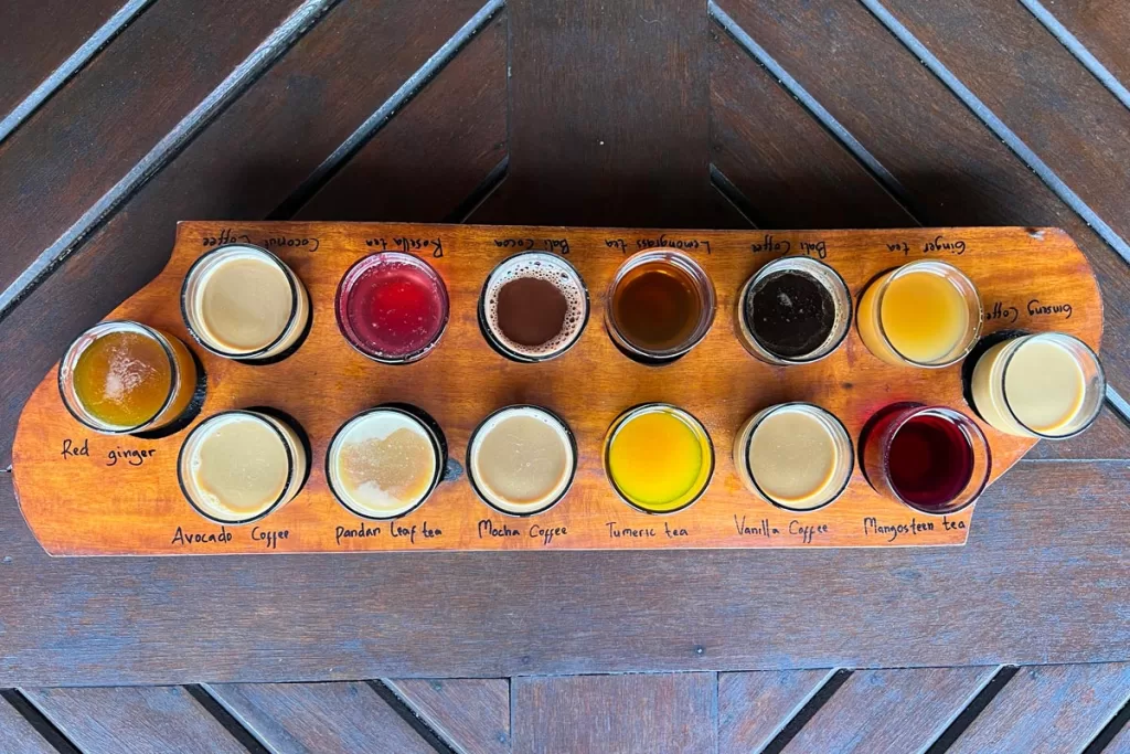 A coffee and tea tasting in Bali, Indonesia.